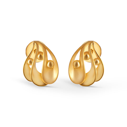 Bubble Dew Fusion Gold Stud Earrings - Yellow