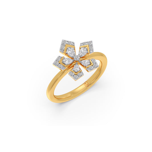 Petalic Serene Pear & Round Diamond Ring - Yellow