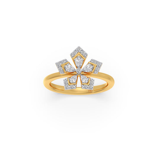 Petalic Serene Pear & Round Diamond Ring - Yellow