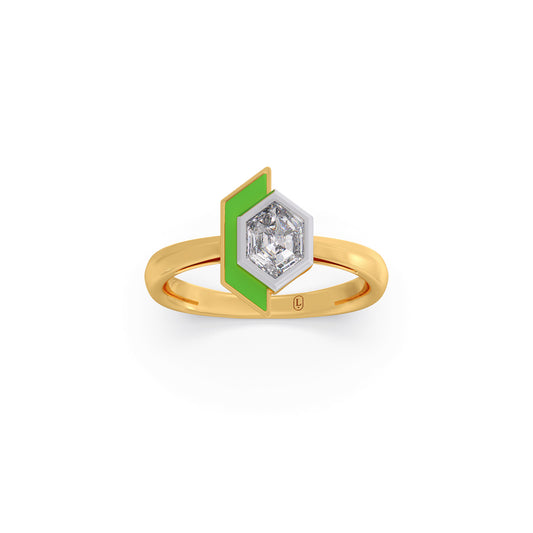 Hexora-enamel Verdant Solitaire Ring - Yellow