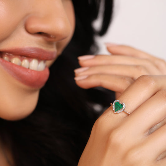 Malachite Heart Diamond Ring - MH