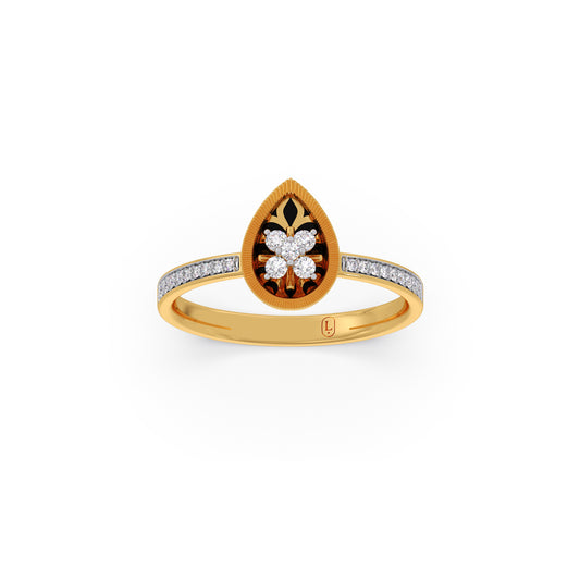 Amber Drop Diamond Ring - Yellow