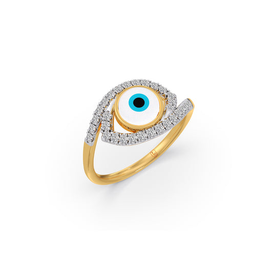 Evil Eye Glaze Diamond Ring - Yellow