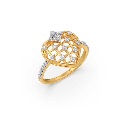 Lattice Love Diamond Ring - Yellow