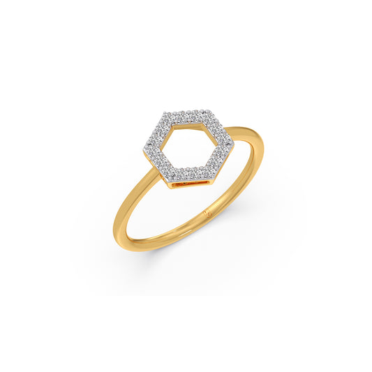Hex Frame Diamond Ring - Yellow