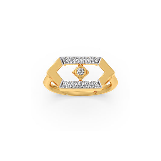 Hexora-Moving Diamond Nexus Ring - Yellow