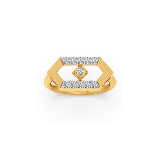 Hexora-Moving Diamond Nexus Ring - Yellow