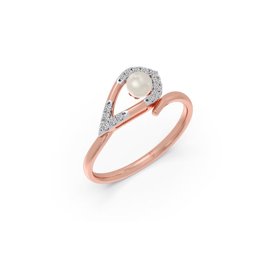 Selene Pearl Diamond Ring - Rose