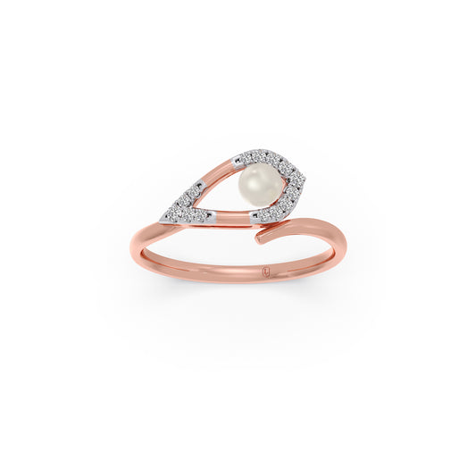 Selene Pearl Diamond Ring - Rose