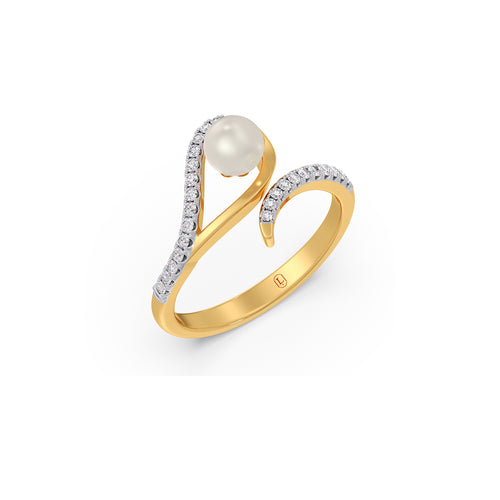 Fresh-Water Pearl Diamond Ring