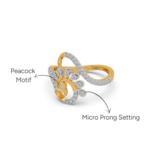 Majestic Peacock Diamond Ring - Yellow