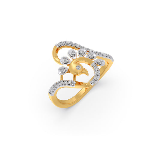 Majestic Peacock Diamond Ring - Yellow