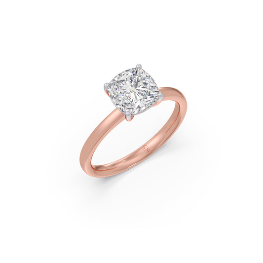 2ct Classic Cushion Solitaire Ring - Rose