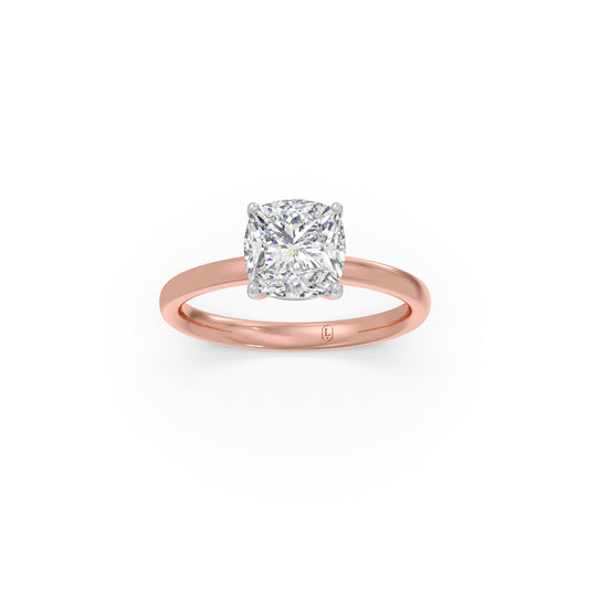 2ct Classic Cushion Solitaire Ring - Rose