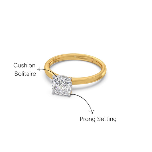 1.5ct Minimalist Cushion Solitaire Ring - Yellow