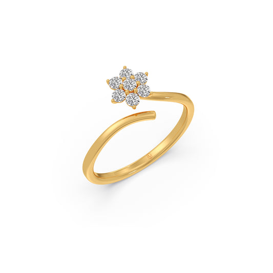 Nakshatra Celestial Round Diamond Bypass Ring - Yellow