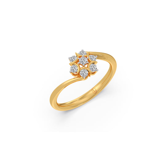 Nakshatra Floral Cluster Diamond Ring - Yellow