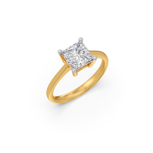 1.5 ct Contemporary Princess Solitaire Ring - Yellow