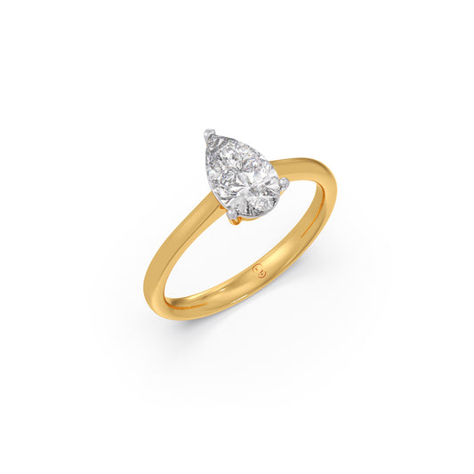 1 ct Feminine Pear Solitaire Ring - Yellow