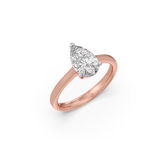 1.5 ct Teardrop Pear Solitaire Ring - Rose