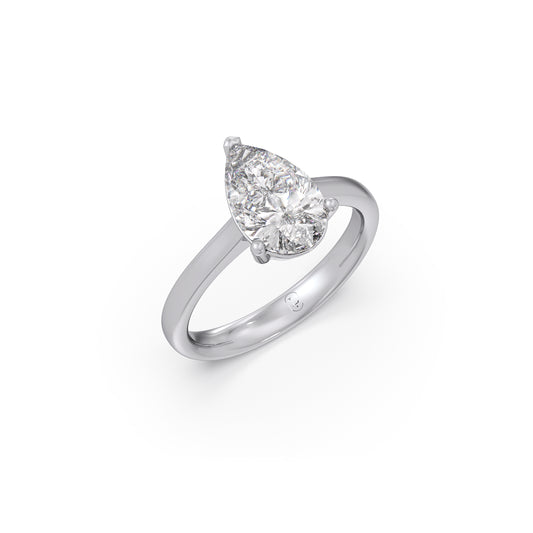 2 ct Graceful Pear Solitaire Ring - White