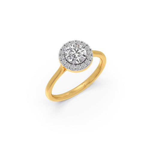 0.94 ct Halo Flame Solitaire Ring