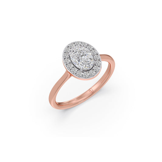 0.90 ct Ovalis Halo Solitaire Ring - Rose