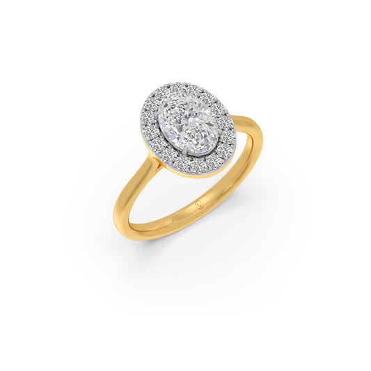 4.83 ct Serene Oval Solitaire Halo Ring - Yellow