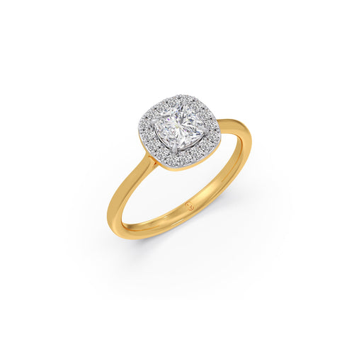 0.91 ct Aure Cushion Halo Solitaire Ring