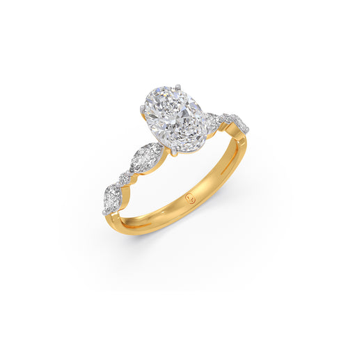 Oval Cut with Side Diamonds Accent Engagement Ring