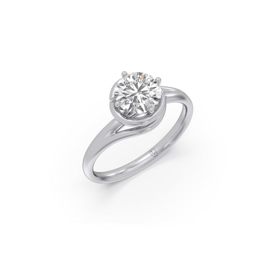 1.30 ct Solitaire Round Cut Spiral Setting Ring - White