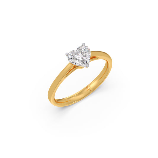 Solitaire Heart Shape Diamond Engagement Ring - 0.88 Cts - Yellow