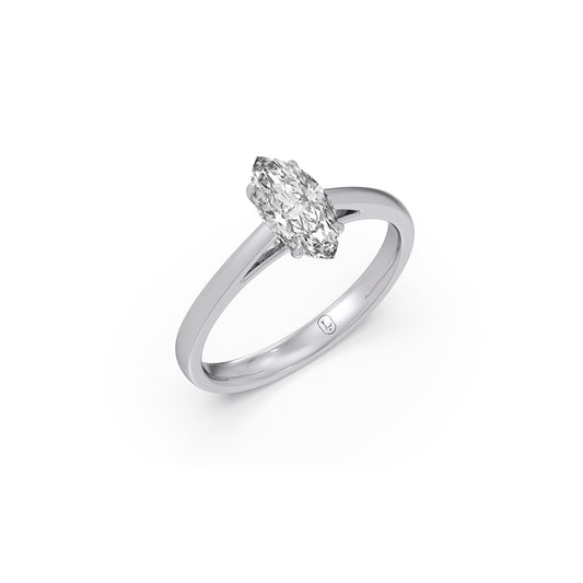 Solitaire Marquise Shape Diamond Engagement Ring - 1.00 Cts - White