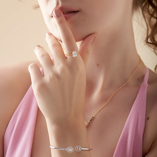 Classic Oval Shape Diamond Ring with Sleek Band - MQ