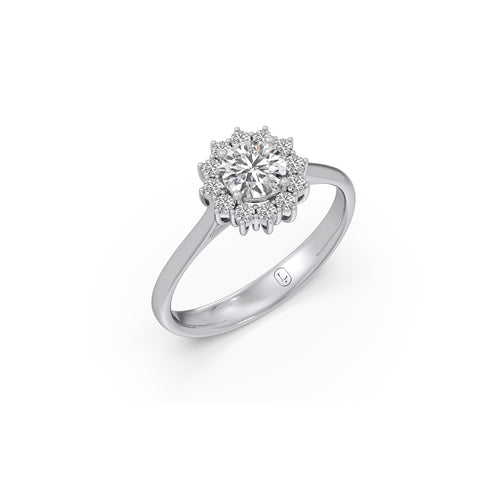 Round Shape Diamond with Halo Setting Ring