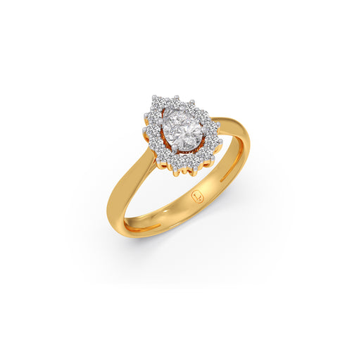 Tear Drop Shape Diamond with Halo Setting Ring