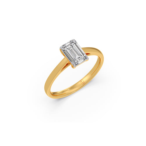 Solitaire Emerald Shape Diamond Engagement Ring