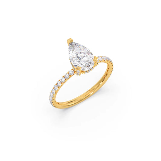 Pear Shape Diamond with Micro Setting Ring - Yellow