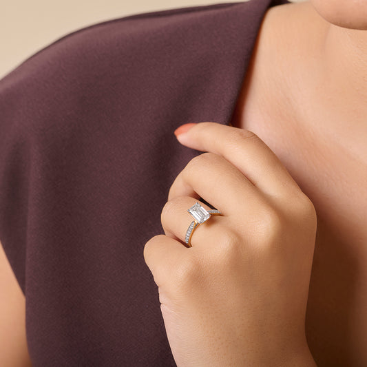 1.70 Cts Emerald Cut Diamond Engagement Ring - MQ