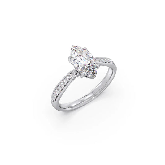 1.45 Cts Marquise Cut Diamond Engagement Ring - White