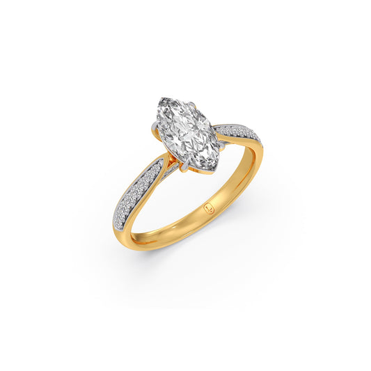 1.45 Cts Marquise Cut Diamond Engagement Ring - Yellow