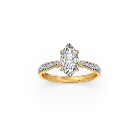 1.45 Cts Marquise Cut Diamond Engagement Ring - Yellow