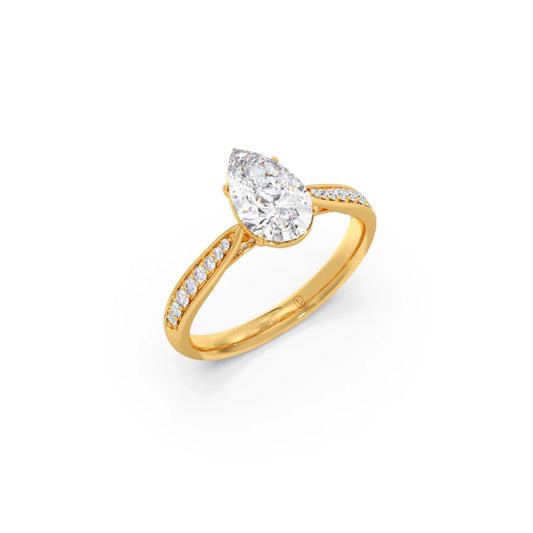 1.45 Cts Pear Cut Diamond Engagement Ring - Yellow