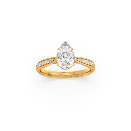 1.45 Cts Pear Cut Diamond Engagement Ring - Yellow