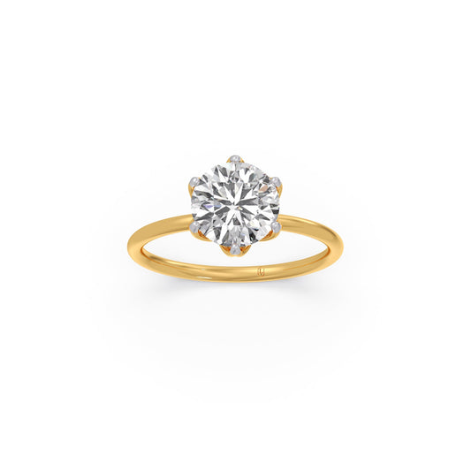 Round Solitaire Tulip Setting Engagement Ring - Yellow