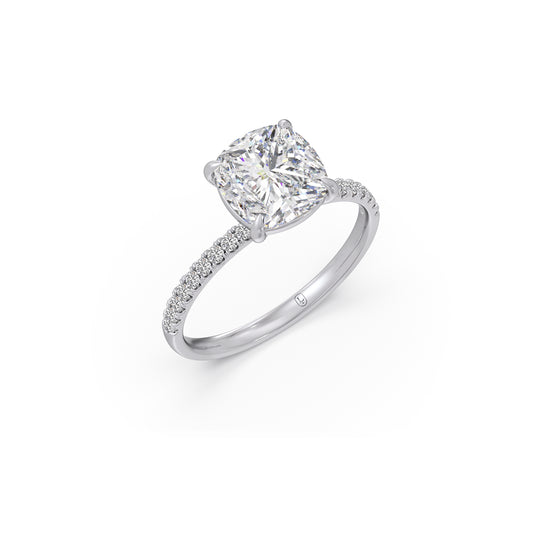 Cushion Cut Engagement Ring - White