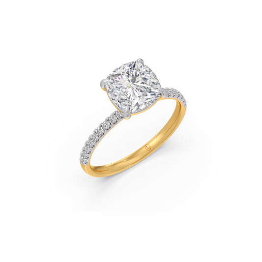Cushion Cut Engagement Ring - Yellow
