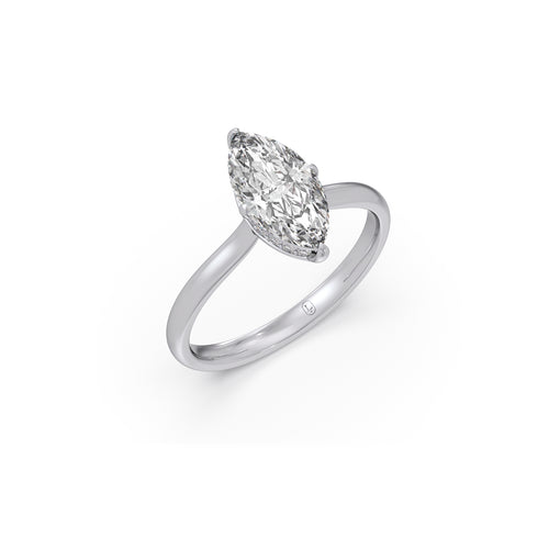 1.63 Cts Marquise Shape Engagement Ring with Hidden Halo Setting