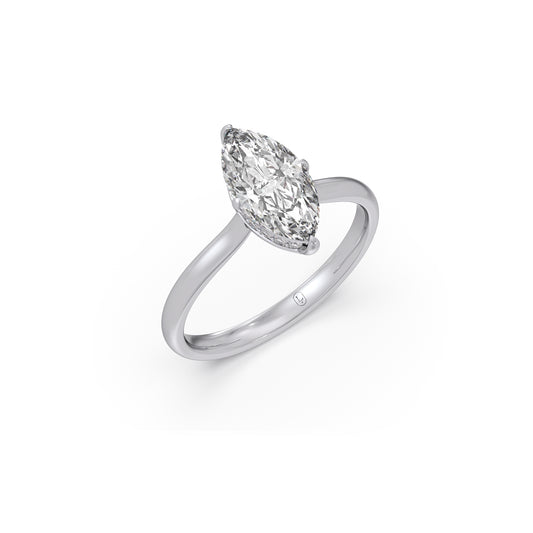 1.63 Cts Marquise Shape Engagement Ring with Hidden Halo Setting - White