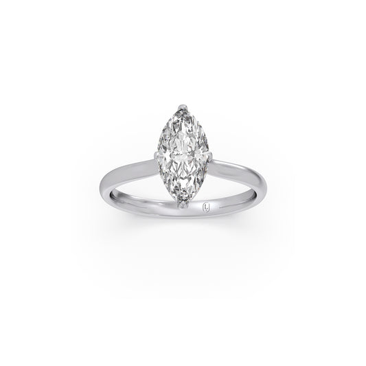 1.63 Cts Marquise Shape Engagement Ring with Hidden Halo Setting - White